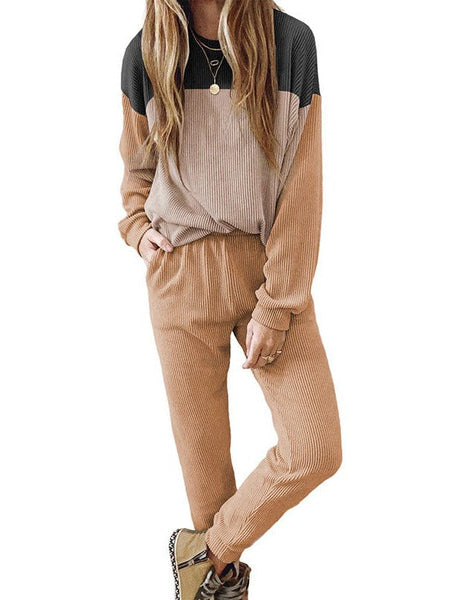 Street Trendy Women'S Two-Piece Set With Color Splicing Pants