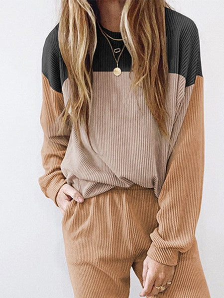 Street Trendy Women'S Two-Piece Set With Color Splicing Pants