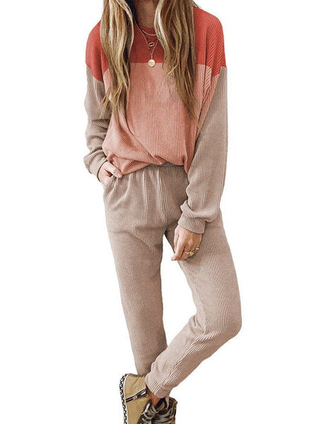 Street Trendy Women'S Two-Piece Set With Color Splicing Pants