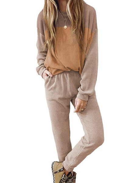 Street Trendy Women'S Two-Piece Set With Color Splicing Pants