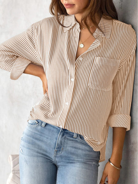 Office-Appropriate Striped Shirt with practical styling and dependable silhouette control.