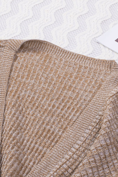 Striped Leopard Color Block Crochet Print Casual Long Sleeve Sweater