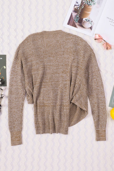 Striped Leopard Color Block Crochet Print Casual Long Sleeve Sweater
