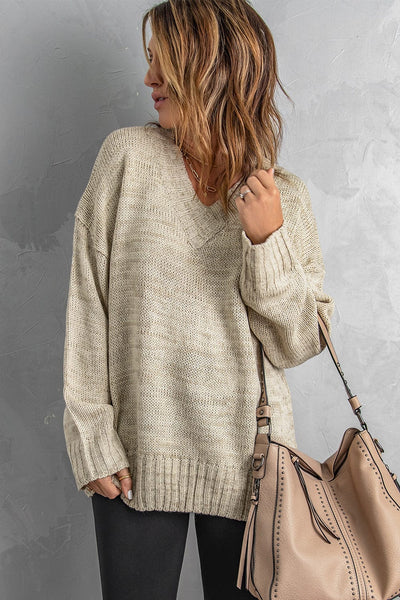 Striped Leopard Color Block Crochet Print Casual Long Sleeve Sweater
