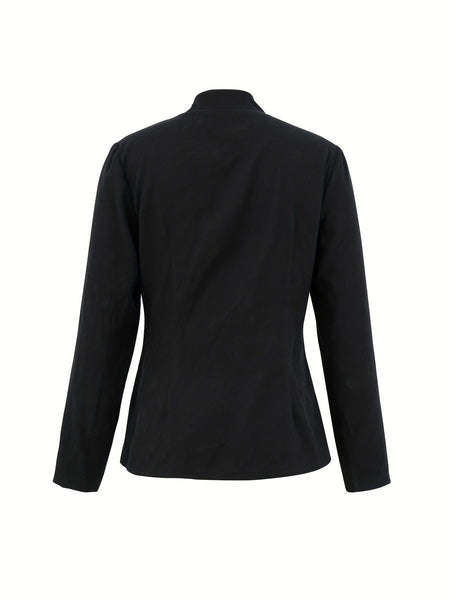 Women's Structured Black Military Blazer with Silver Buttons