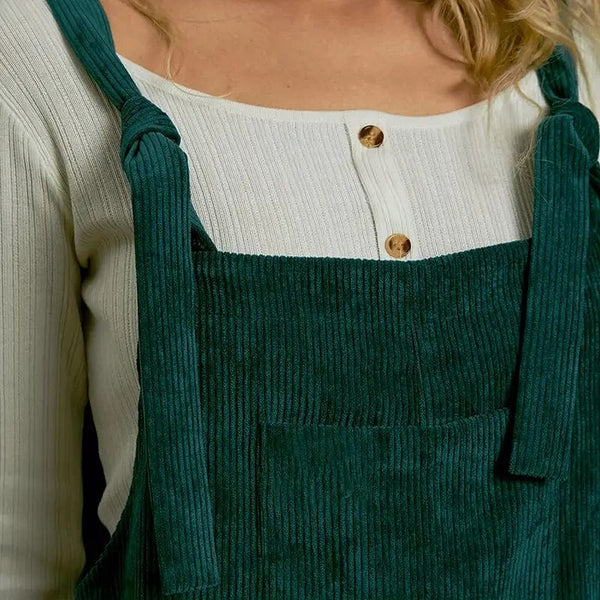 Stylish Corduroy Overall Jumpsuit with Patched Pockets for Women, Spring & Autumn Wardrobe