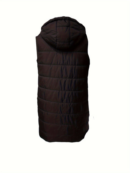 Stylish Sleeveless Hooded Chic Long Vest Coat