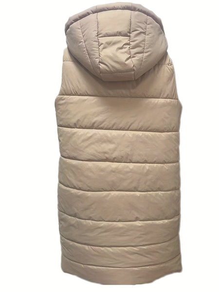 Stylish Sleeveless Hooded Chic Long Vest Coat