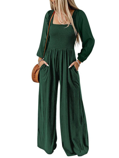 Stylish Square Neck Jumpsuit With Long Sleeves For Women'S Fashion