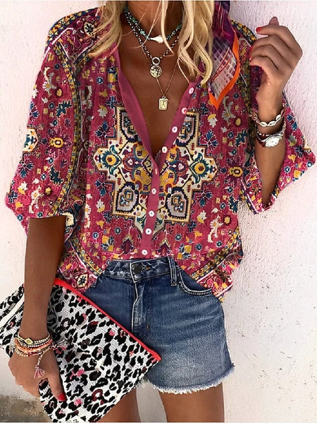 Women's 3/4 Sleeve Printed Blouse in Blouses & Shirts