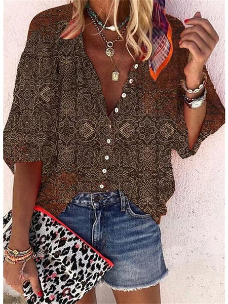 Women's 3/4 Sleeve Printed Blouse in Blouses & Shirts