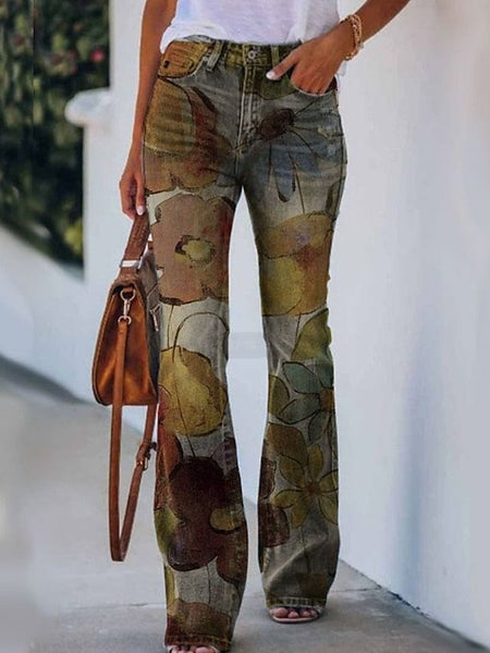 Women's High-Waisted Distressed Bootcut Flare Jeans