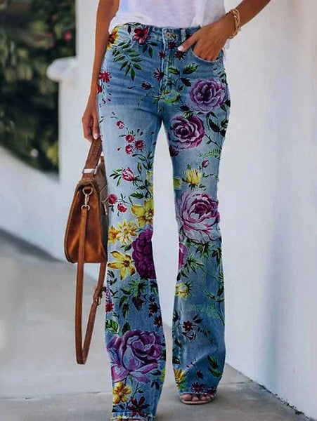 Women's High-Waisted Distressed Bootcut Flare Jeans