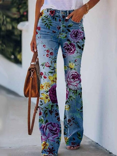Women's High-Waisted Distressed Bootcut Flare Jeans