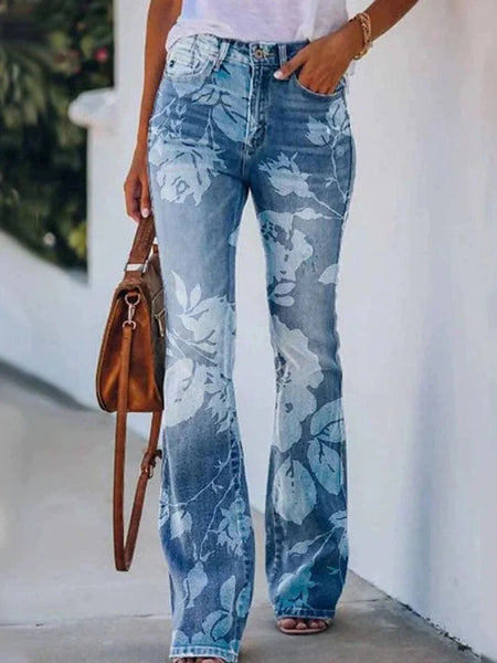 Women's High-Waisted Distressed Bootcut Flare Jeans