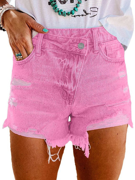Chic High-Waisted Skinny Jeans with Distressed Shorts & Unique Craftsmanship