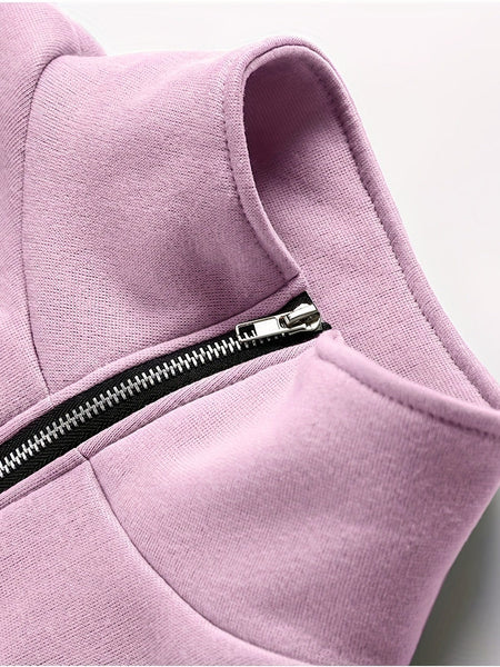 Women's Stylish Zip-Up Sweatshirt and Solid Sweatpants Two-Piece Set with practical styling and dependable silhouette control.
