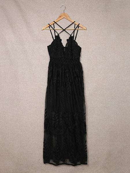 Lace Panel Sling Mini Dress