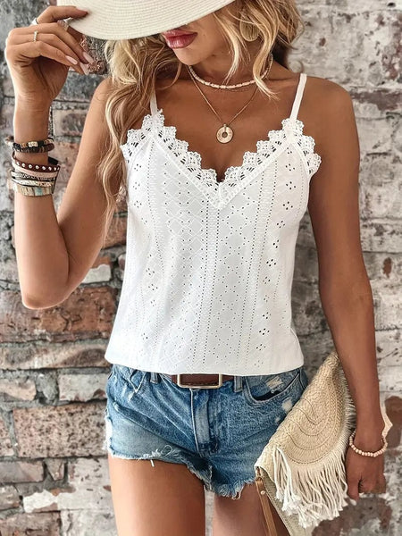 Summer Chic Lace V-Neck Tank Top