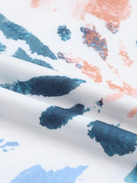 Loose Tie-Dye Printed V-Neck Split Dress