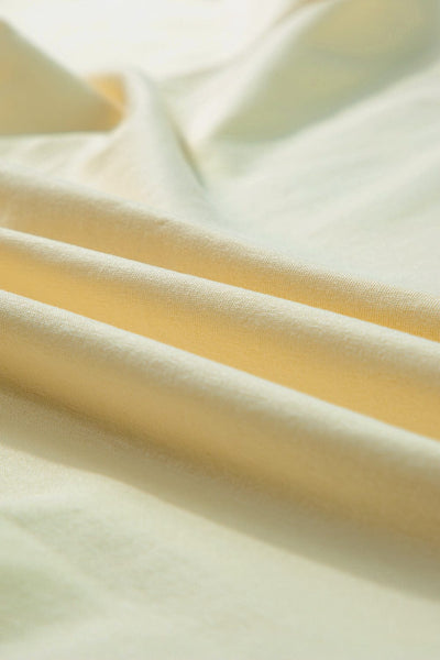 Sunset Letter Print Yellow Cream Half Sleeve Casual Tee