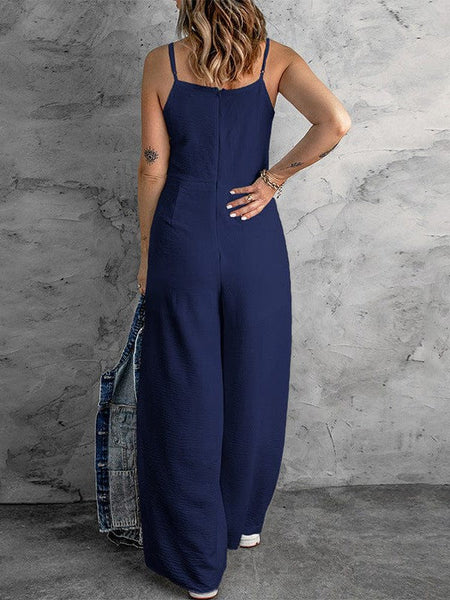 Sleeveless V-neck Contrast Color Jumpsuit
