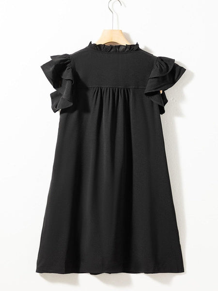 V Neck Button Up All Match Fashion Mini Dress
