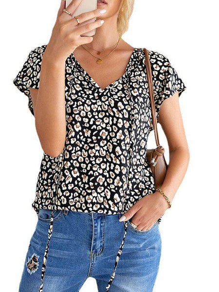 Casual V-neck Loose Plus Size Short-sleeved T-shirt