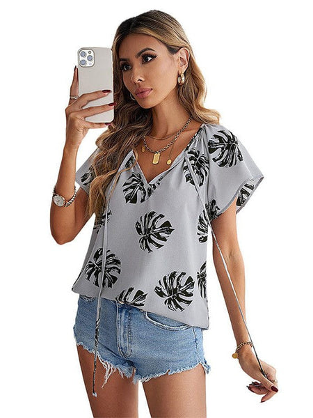 Casual V-neck Loose Plus Size Short-sleeved T-shirt