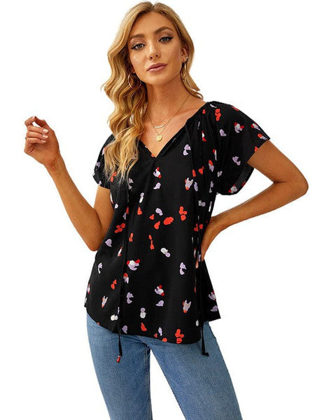 Casual V-neck Loose Plus Size Short-sleeved T-shirt