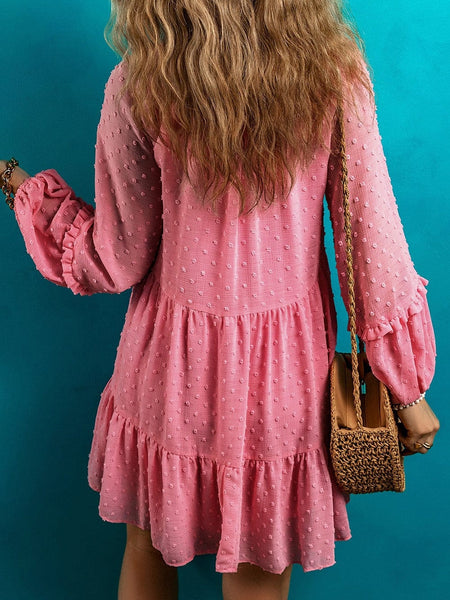 Women's Flirty Ruffle Sleeve Open Back Dress in Blouses & Shirts with versatile layering silhouettes