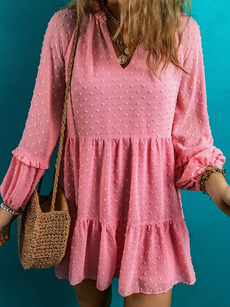 Women's Flirty Ruffle Sleeve Open Back Dress in Blouses & Shirts with versatile layering silhouettes
