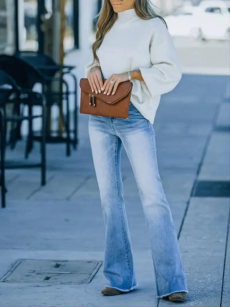 Tassel Stretch Mid-Waist Bootcut Casual Denim Jeans