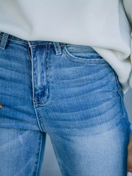 Tassel Stretch Mid-Waist Bootcut Casual Denim Jeans