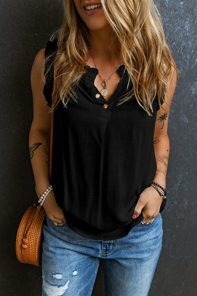 Temperament Commuter Ruffle Stitching V-neck Pullover Sleeveless Vest