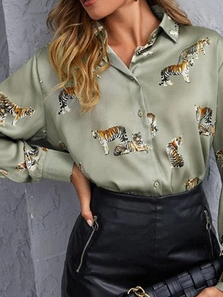 Leopard Print Button-Down Blouse with practical styling and dependable silhouette control.