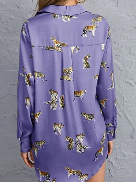 women's animal print shirt made for easy styling and wardrobe coordination, with premium-like structure and finish. with practical styling and