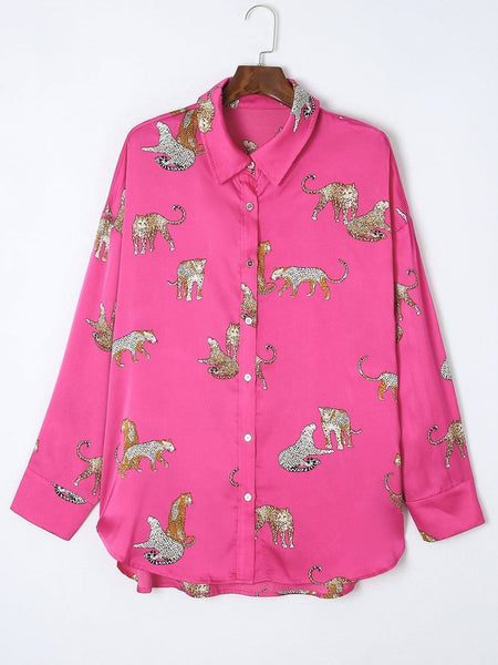 women's animal print shirt made for easy styling and wardrobe coordination, with premium-like structure and finish. with practical styling and