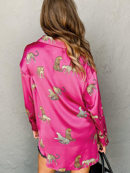 Leopard Print Button-Down Blouse with practical styling and dependable silhouette control.