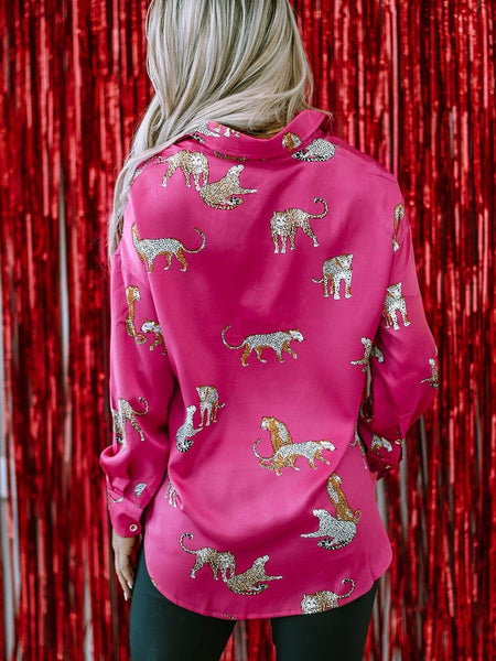 Women's Tempting Printed Lapel Single-Breasted Long-Sleeved Blouse