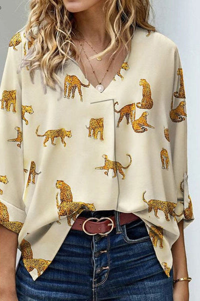 Women's Tempting Printed Lapel Single-Breasted Long-Sleeved Blouse