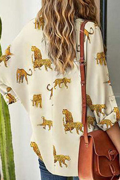 Women's Tempting Printed Lapel Single-Breasted Long-Sleeved Blouse