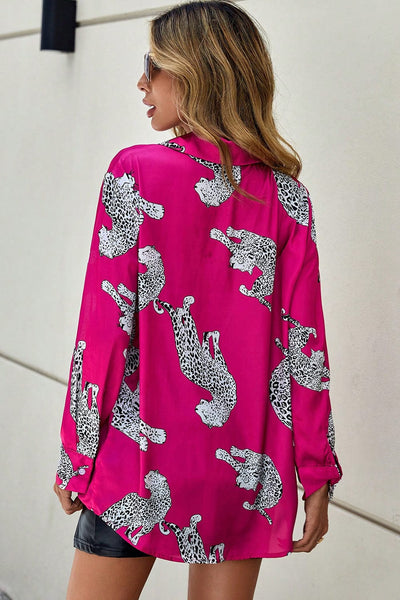 Women's Tempting Printed Lapel Single-Breasted Long-Sleeved Blouse