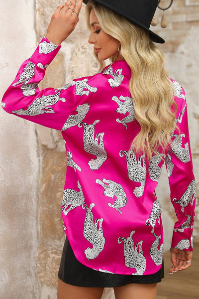 Leopard Print Button-Down Blouse with practical styling and dependable silhouette control.