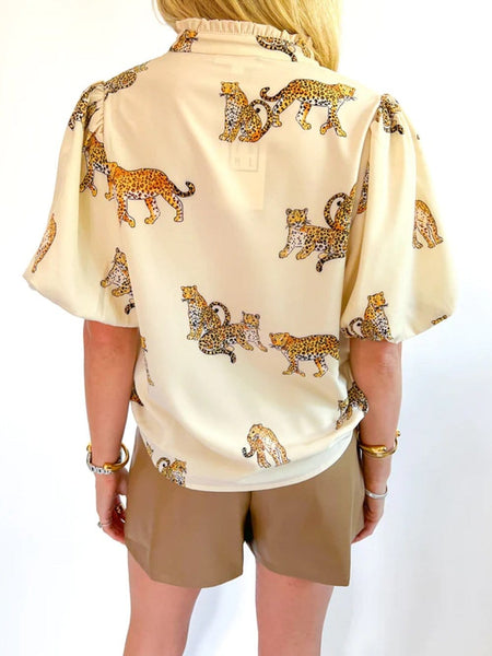 women's animal print shirt made for easy styling and wardrobe coordination, with premium-like structure and finish. with practical styling and