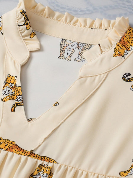 Women's Tempting Printed Lapel Single-Breasted Long-Sleeved Blouse