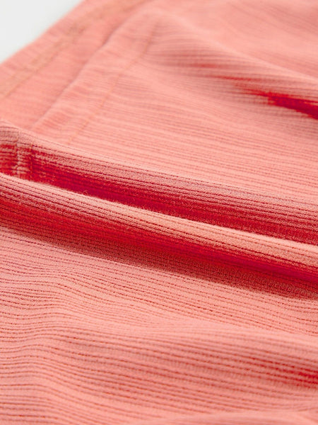 Textured Tomato Red V Neck Flutter Sleeve Peplum Blouse