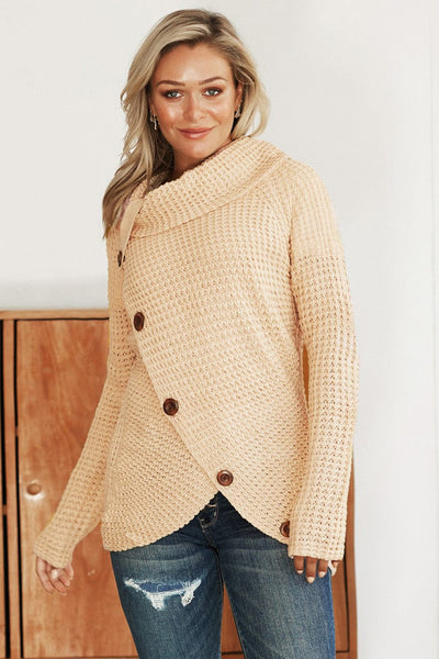 Thick Thread High Neck Bat Sleeve Knit Sweater