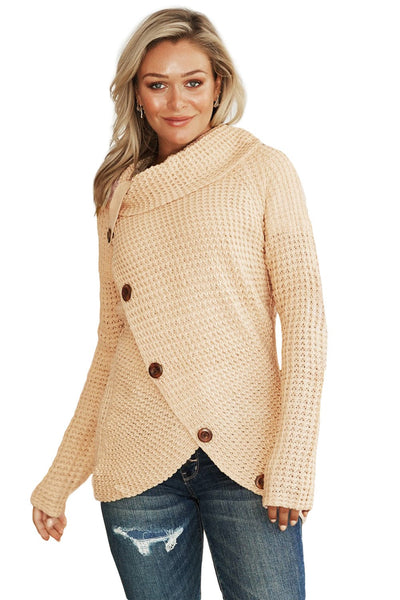 Thick Thread High Neck Bat Sleeve Knit Sweater