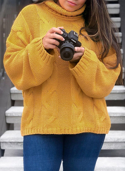 Relaxed Fit Turtleneck Knit Jumper